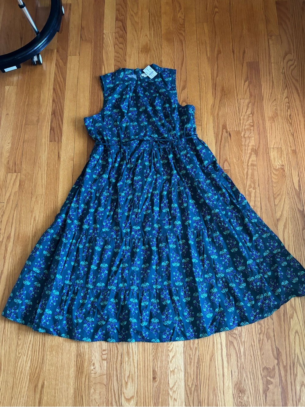 J. Crew Navy Maxi Dress with Teal Floral Print